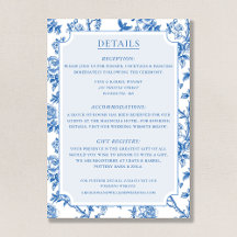 French Blue Floral Toile de Jouy Wedding Details