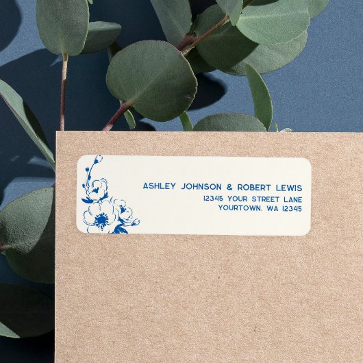 French Blue Floral Wedding Return Address