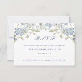 French Blue Florals Wedding RSVP Card Einladung