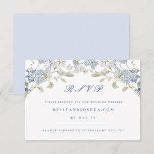 French Blue Florals Wedding RSVP Card Einladung