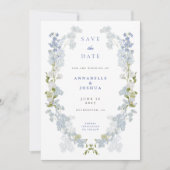 French Blue Florals Wedding Save the Date (Vorderseite)