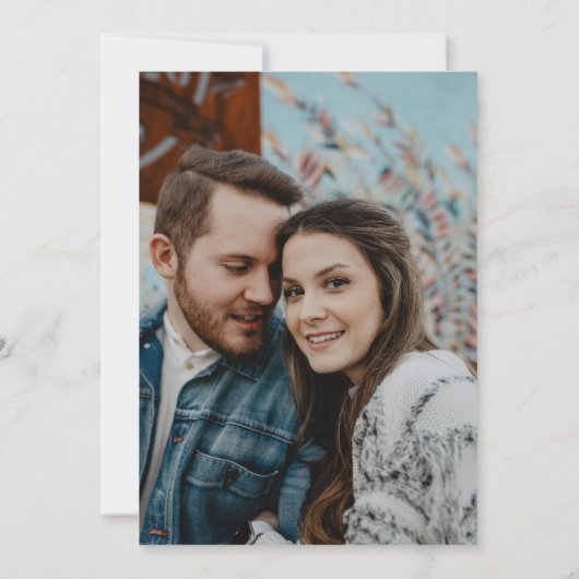 French Blue Florals Wedding Save the Date (Rückseite)