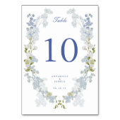 French Blue Florals Wedding Tischnummer (Vorderseite)