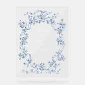 French Blue Flowers & Ribbons Wedding Welcome Acrylschild (Vorderseite)