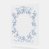  French Blue Flowers & Ribbons Wedding Welcome Acrylschild (Winkel)