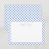 French Blue Gingham Karo Personal Stationery Dankeskarte (Vorne/Hinten)