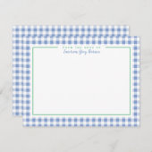 French Blue Green Accent Gingham Desk Stationery Dankeskarte (Vorne/Hinten)