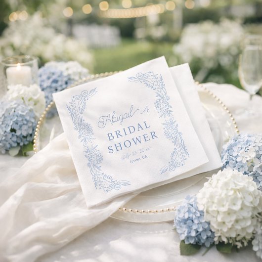  French Blue Hydrangea Bridal Shower Napkin Serviette