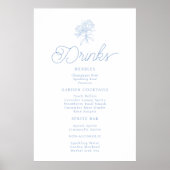 French Blue Hydrangea Drinks Menu Sign Poster (Vorne)