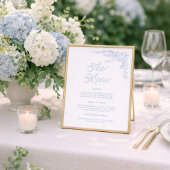 French Blue Hydrangea Wedding Menu Sign Poster