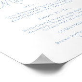 French Blue Hydrangea Wedding Menu Sign Poster (Ecke)