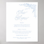 French Blue Hydrangea Wedding Menu Sign Poster (Vorne)