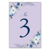 French Blue & Lavender Watercolor Floral Lavendel Tischnummer (Rückseite)