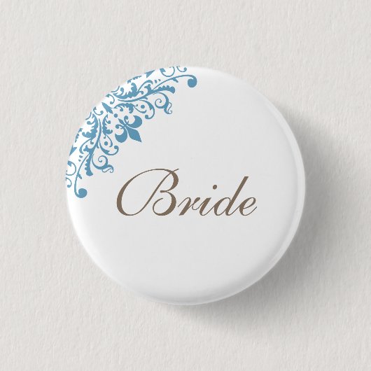 French Blue Lilie Script Bride Button (Vorderseite)