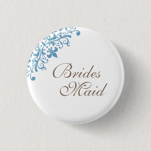 French Blue Lilie Script Bridesmaid Button (Vorderseite)