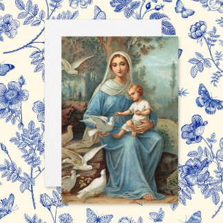 French Blue Madonna Note Card Einladung