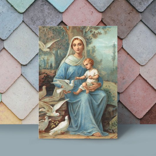 French Blue Madonna Note Card Einladung