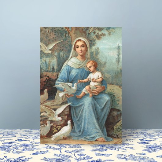 French Blue Madonna Note Card Einladung