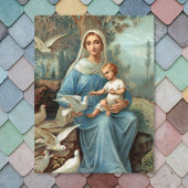 French Blue Madonna Postcard Ankündigungspostkarte