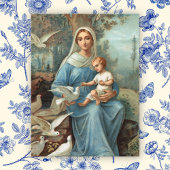 French Blue Madonna Postcard Ankündigungspostkarte