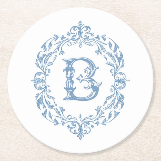 French Blue Mit Monogramm B Untersetzer (Vorderseite)