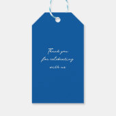 French Blue Monogram Crest Old World Wedding Geschenkanhänger (Rückseite)