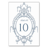 French Blue Ornate Baroque Wedding  Tischnummer (Vorderseite)