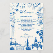 French Blue Pastoral  Wedding Letter and Itinerary Programm (Vorderseite)