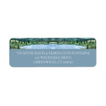 French Blue Serene Watercolor Lake Address Label