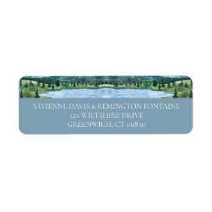 French Blue Serene Watercolor Lake Address Label
