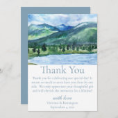 French Blue Serene Watercolor Lake Dankeskarte (Vorne/Hinten)
