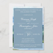 French Blue Serene Watercolor Lake Verlobung Einladung (Vorderseite)