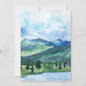 French Blue Serene Watercolor Lake Wedding Einladung (Rückseite)
