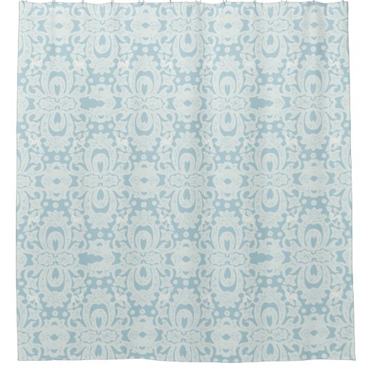French Blue Shabby Chic Damask Brocade Pattern Duschvorhang (Vorderseite)