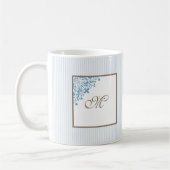 French Blue Strip Lilie Script Monogram Co Kaffeetasse (Links)