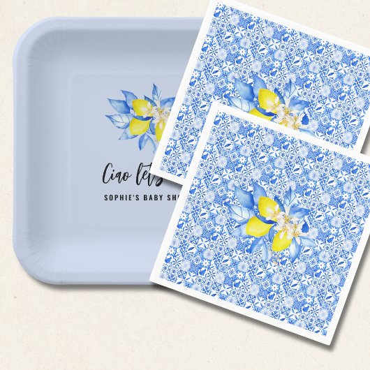 French Blue Tiles, Ciao Baby, Lemons  Serviette