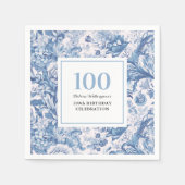 French Blue Toile 100. Geburtstagsfeier Serviette (Vorderseite)