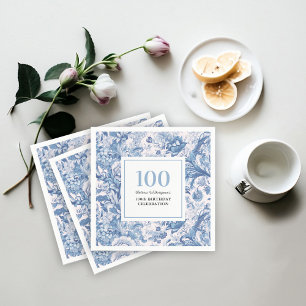 French Blue Toile 100. Geburtstagsfeier Serviette