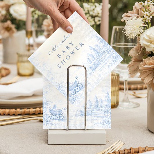 French Blue Toile Baby Shower Serviette