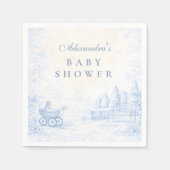 French Blue Toile Baby Shower Serviette (Vorderseite)