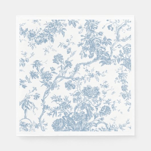 French Blue Toile de Jouy Paper Napkin Serviette (Vorderseite)
