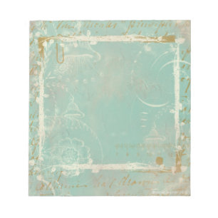 French Blue Toile Elegante Notepad Scratch Pad Notizblock