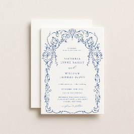 French Blue Viktorianisch Frame Wedding Einladung