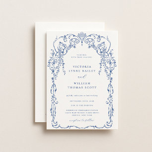 French Blue Viktorianisch Frame Wedding Einladung