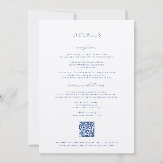 French Blue Viktorianisch Frame Wedding Einladung (Rückseite)