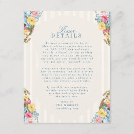 French Blue Vintag Floral Bouquet Hochzeitsdetails Begleitkarte