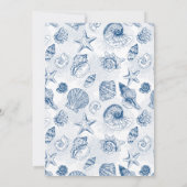 French Blue Vintag Seashell Toile Classic Wedding Einladung (Rückseite)