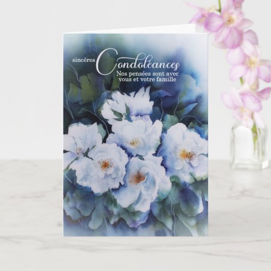FRENCH Blue Watercolor Floral Sympathie Card Karte (Orchidee)