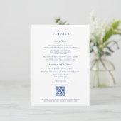 French Blue Wedding Details Card Einladung (Stehend Vorderseite)