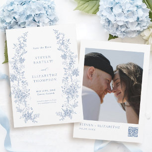 French Blue Wedding Save the Date Foto Einladung